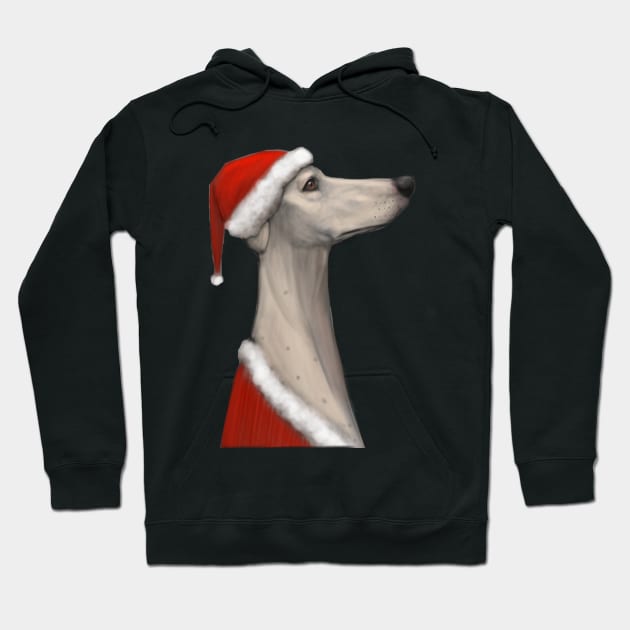 Christmas White Greyhound Hoodie by JHeavenor